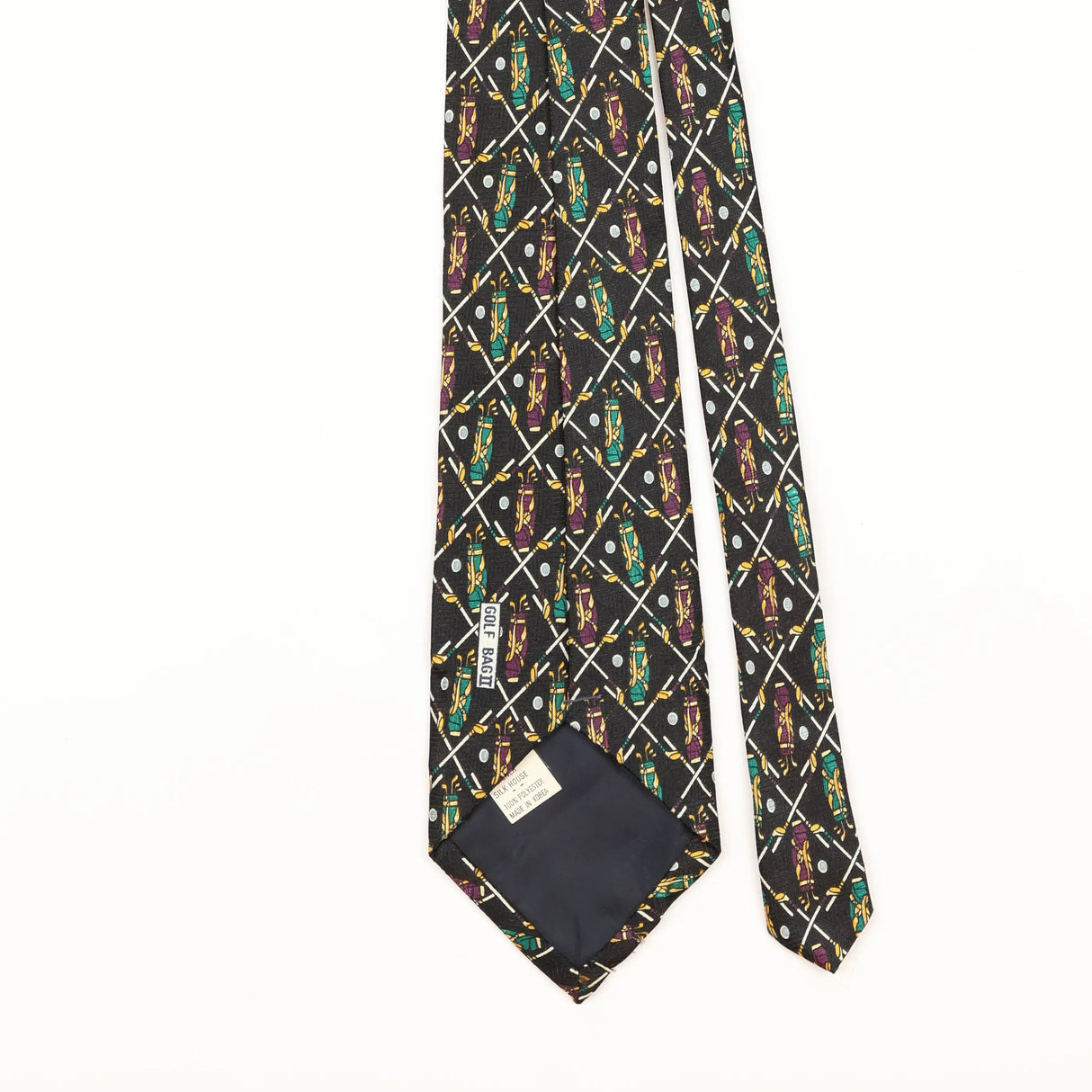 Back Detail of Vintage 1990's Golf Bag Geometric Patterned Tie