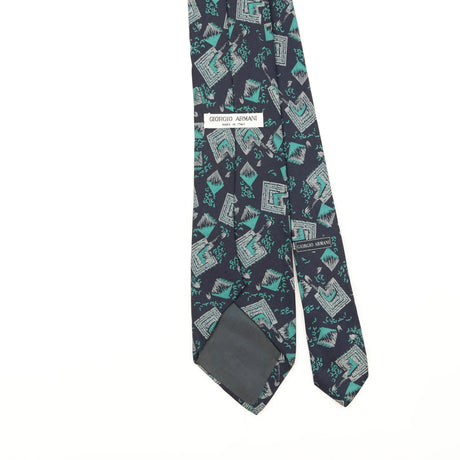 Back Detail of Vintage 1990's Giorgio Armani Abstract Patterned Tie