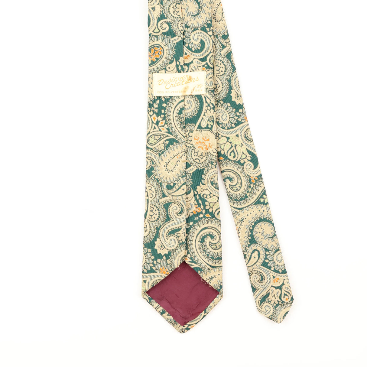 Back Detail of Vintage 1980's Paisley Patterned Tie