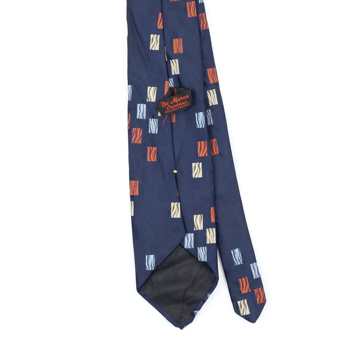 Back Back Detail of Vintage 1980's Squares Geometric Patterned Tie