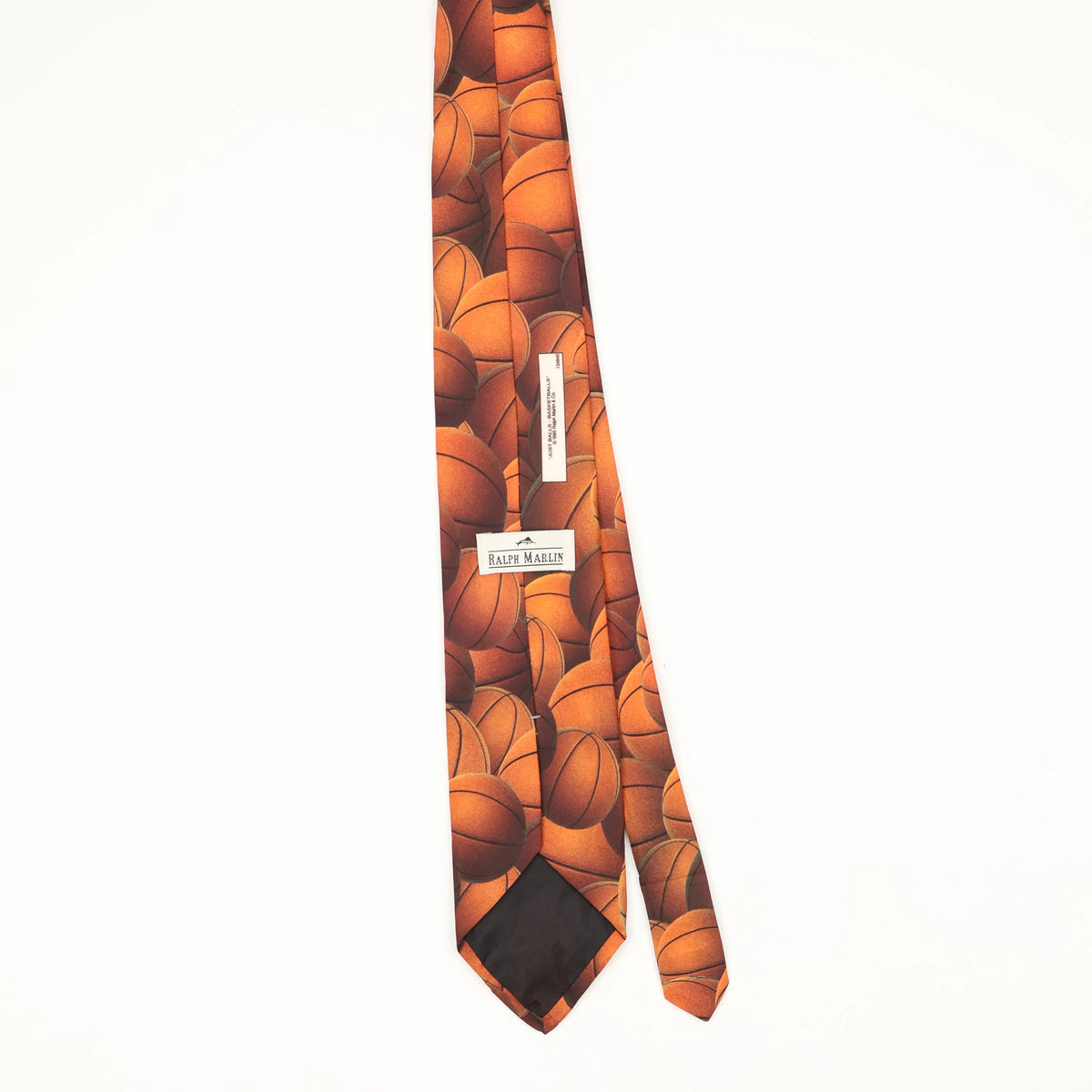 Back Back of Vintage 1990's Ralph Marlin Just Balls Geometric Patterned Tie