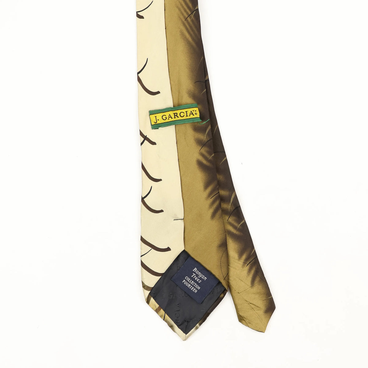 Back Back Detail of Vintage 1990's Jerry Garcia Banyan Trees Abstract Patterned Tie