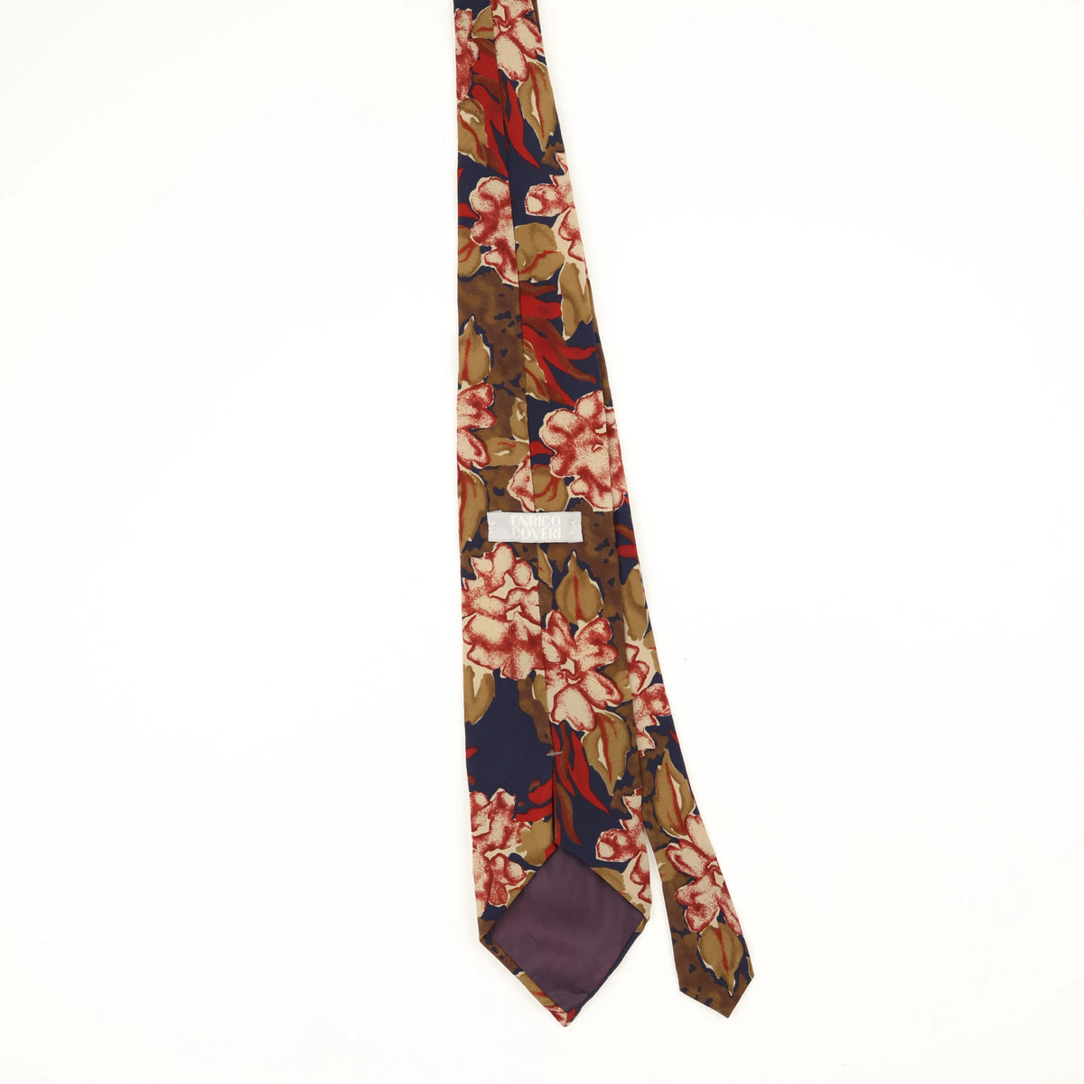 Back Back of Vintage 1990's Enrico Coveri Floral Patterned Tie