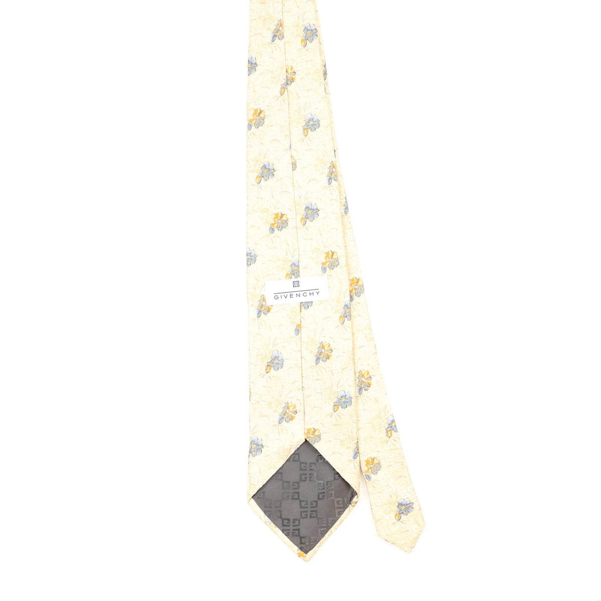 Back Back of Vintage 1990's Givenchy Monogram Floral Patterned Tie