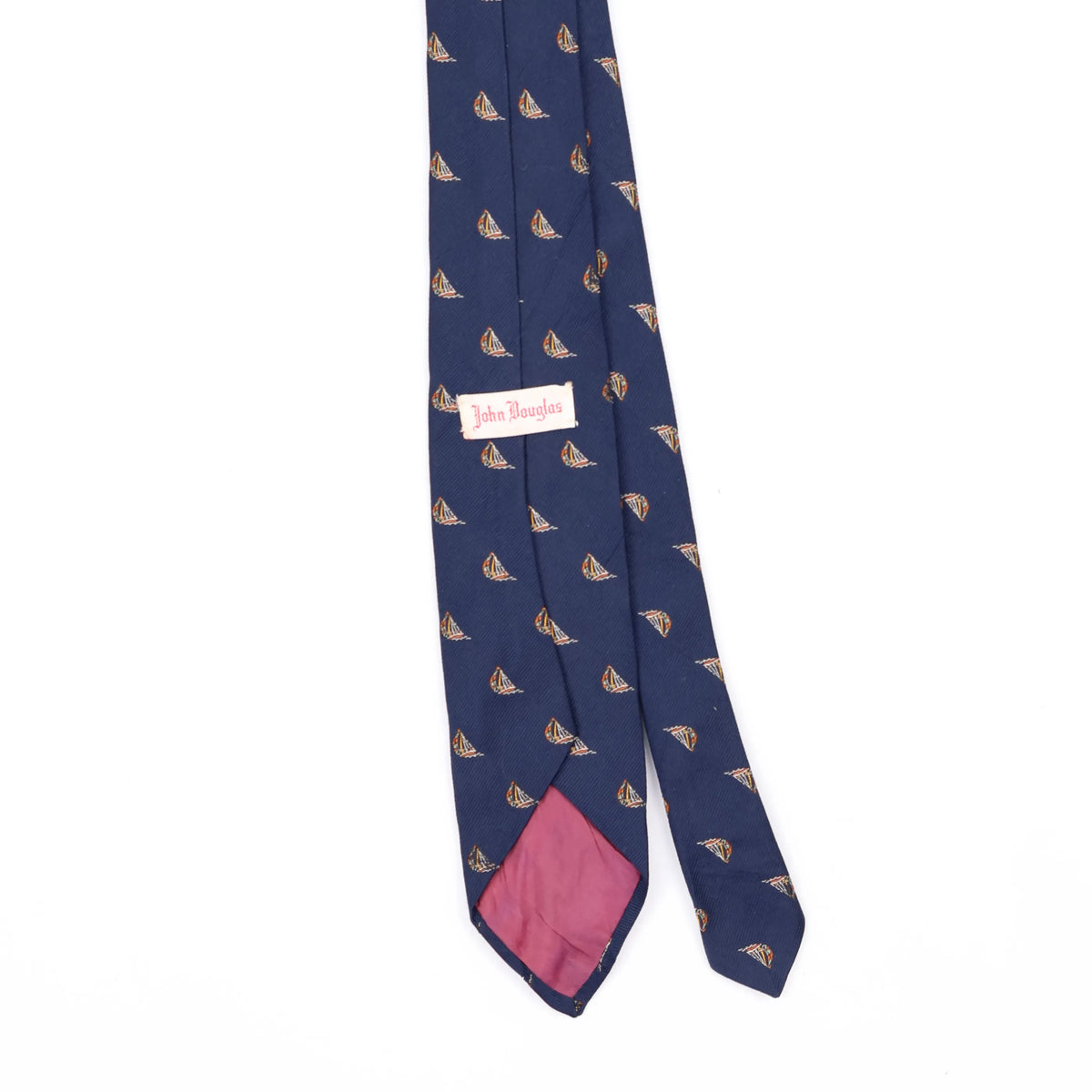 Back Back Detail of Vintage 1980's Sailing Boats Geometric Patterned Tie