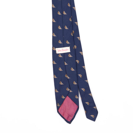 Back Back Detail of Vintage 1980's Sailing Boats Geometric Patterned Tie