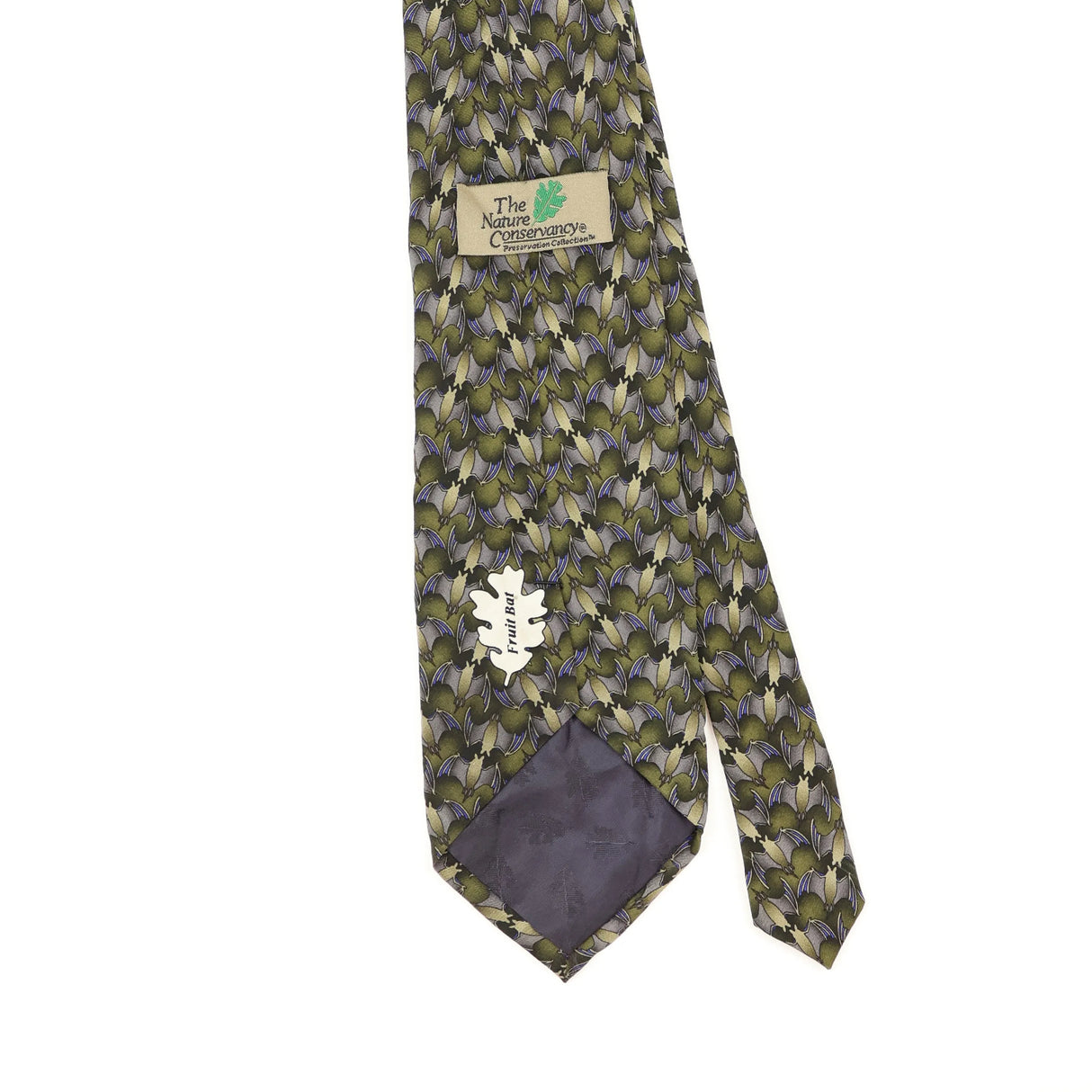 Back Detail of Vintage 1990's Fruit Bat Animal Print Patterned Tie