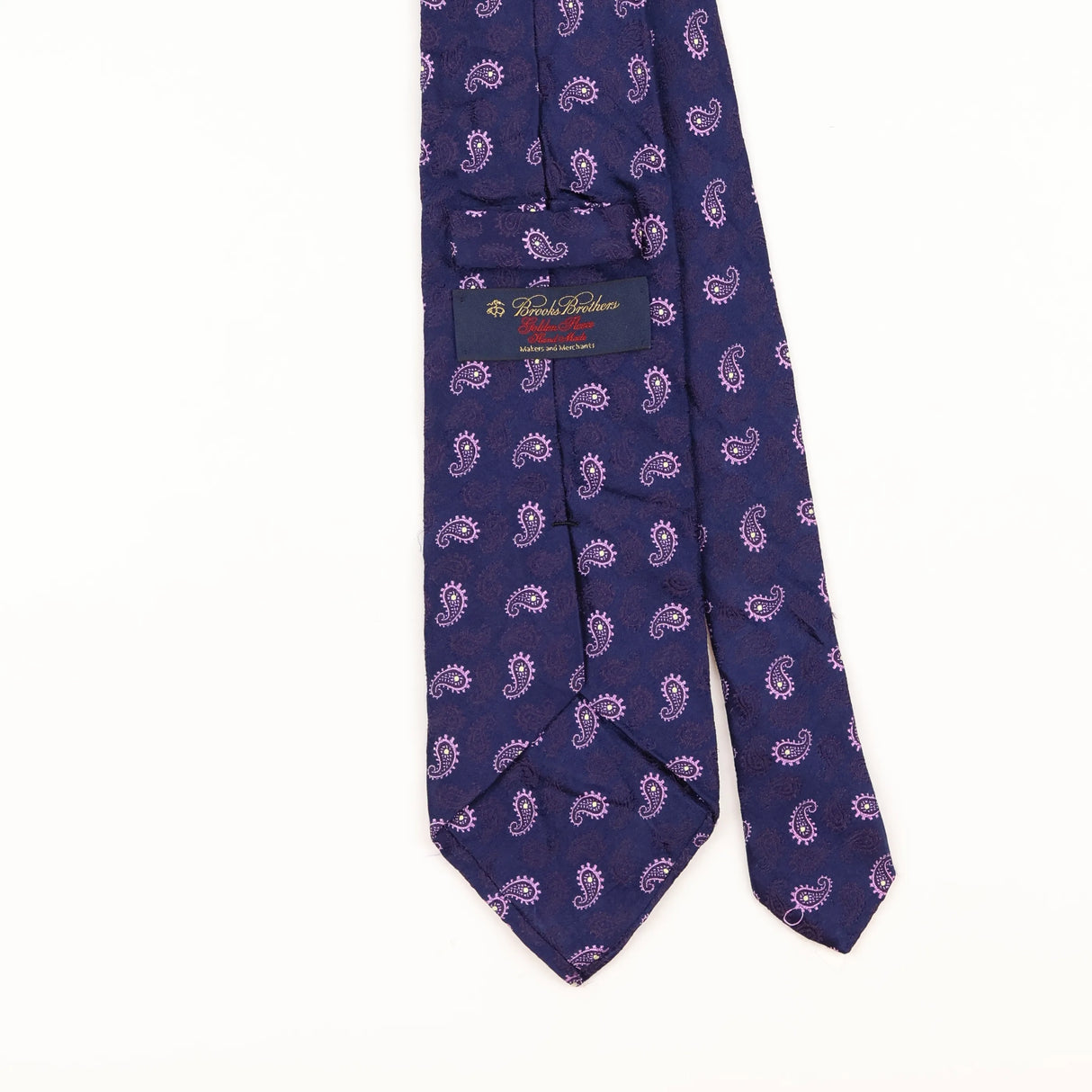 Back Detail of Vintage 1990's Brooks Brothers Paisley Patterned Tie