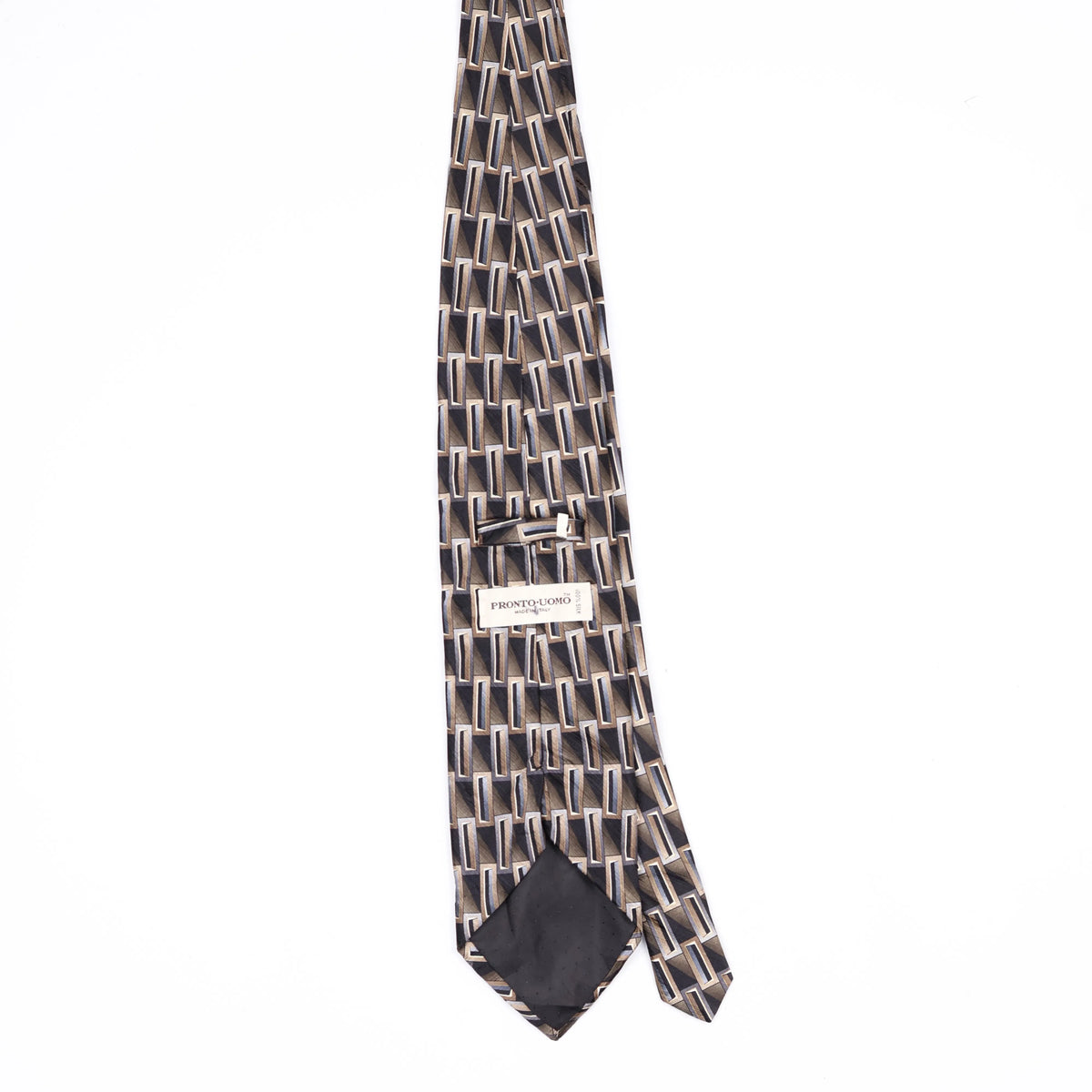 Back Back of Vintage 1990's Pronto Uomo Geometric Patterned Tie