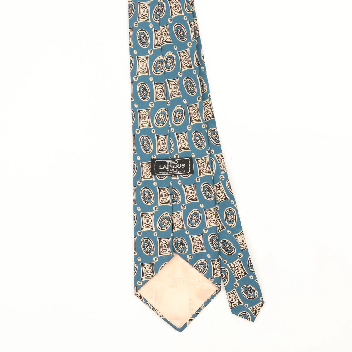 Back Back Detail of Vintage 1980's Ted Lapidus Geometric Patterned Tie