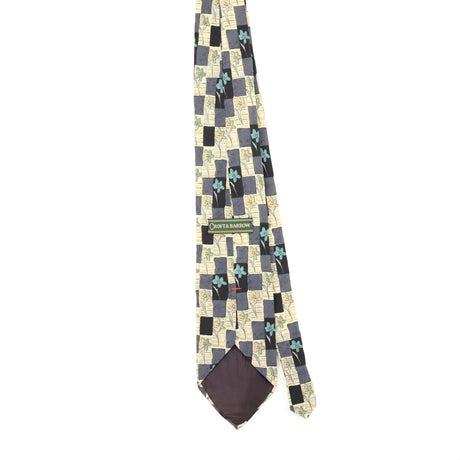 Back Back of Vintage 1990's Croft & Barrow Flowers Geometric Patterned Tie