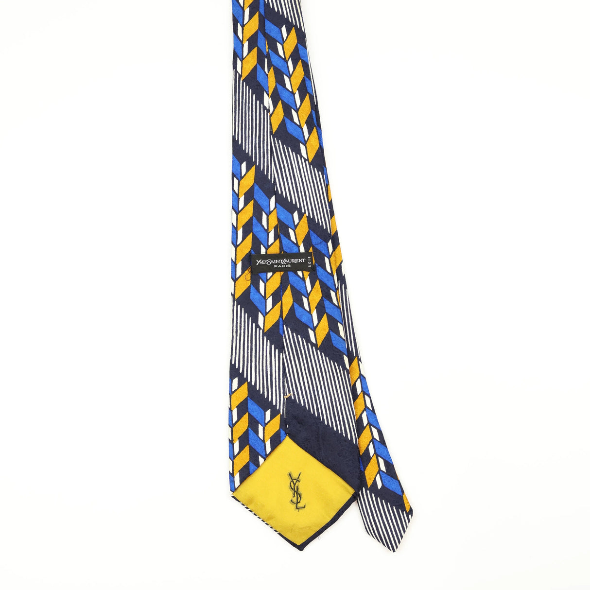 Back Back of Vintage 1980's Yves Saint Laurent Geometric Patterned Tie