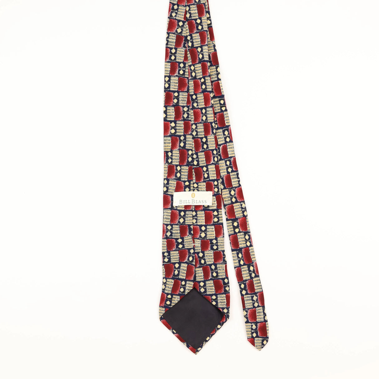 Back of Vintage Bill Blass Geometric Patterned Tie