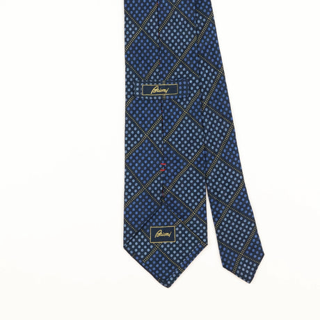 Back Detail of Vintage 1990's Brioni Geometric Patterned Tie