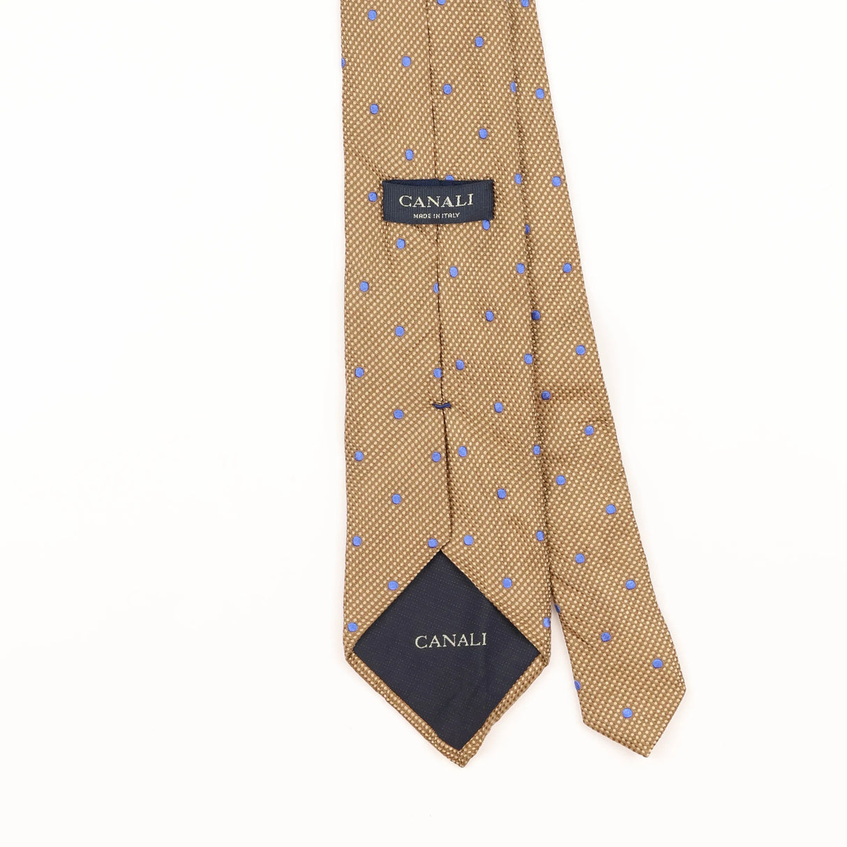 Back Detail of Vintage 1990's Canali Polka Dot Patterned Tie
