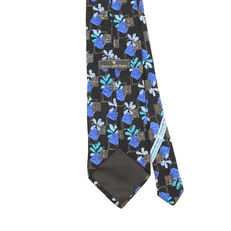 Back Back Detail of Vintage 1990's Ermenegildo Zegna Flower Geometric Patterned Tie