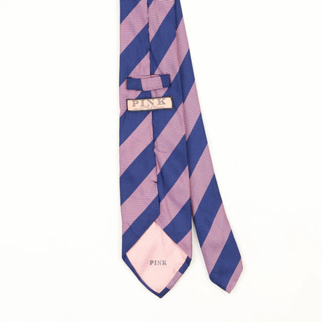 Back Back Detail of Vintage 1990's Thomas Pink Striped Patterned Tie
