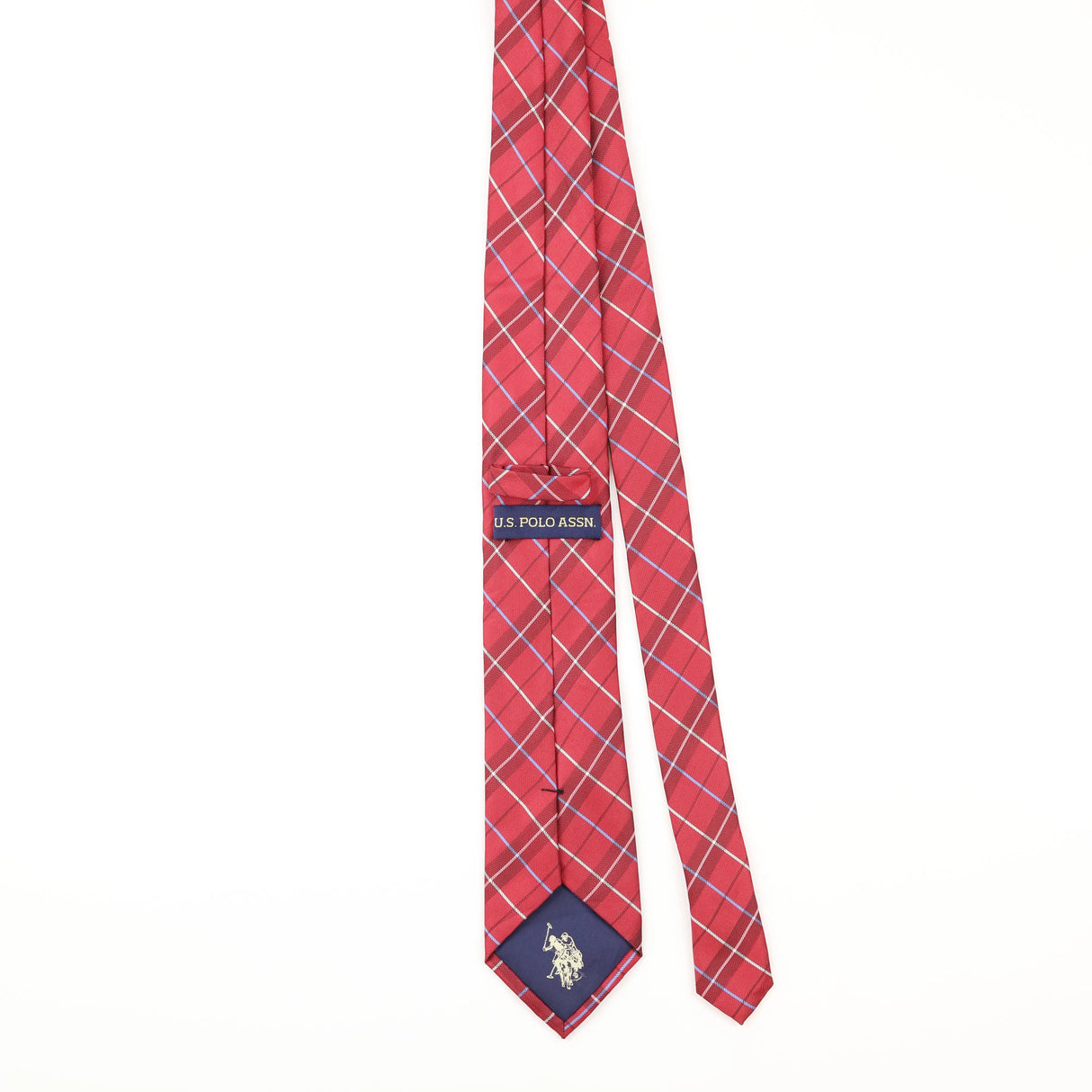Back of Vintage U.S. Polo Assn. Plaids & Checks Patterned Tie