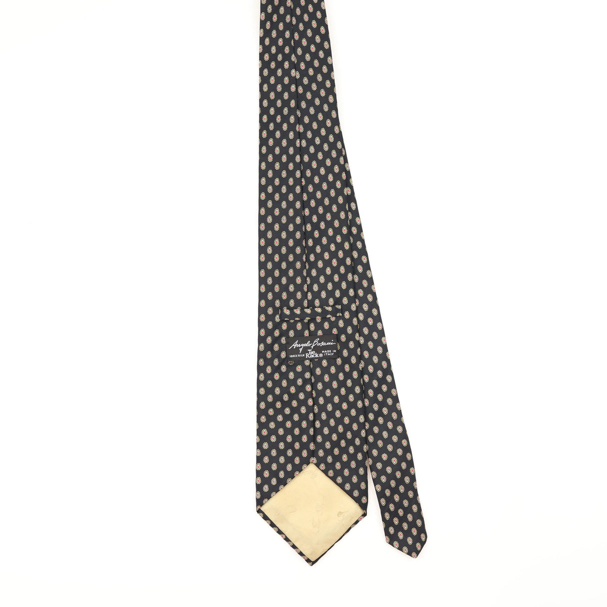 Back of Vintage 1990's Tie Rack Angelo Bosani Paisley Patterned Tie