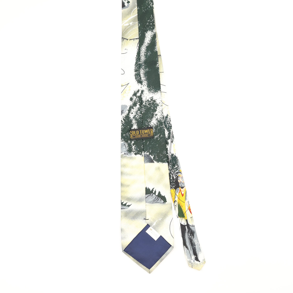 Back Back of Vintage 1990's Fishing Cartoon Patterned Tie