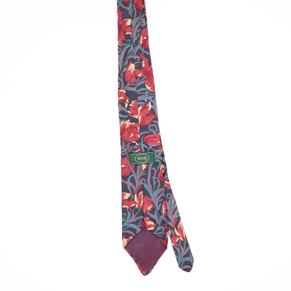 Back Back of Vintage 1990's Izod Floral Patterned Tie