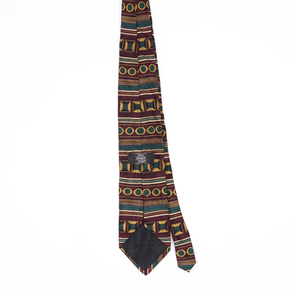 Back Back of Vintage 1990's Bill Blass Striped Patterned Tie
