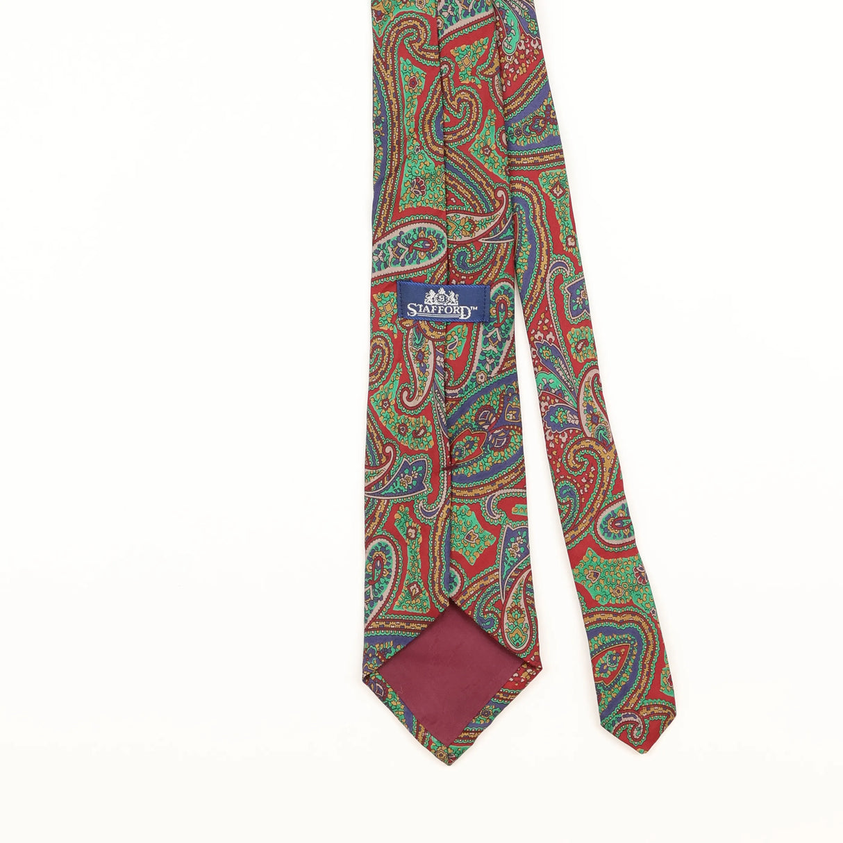 Back Detail of Vintage 1990's Stafford Paisley Patterned Tie