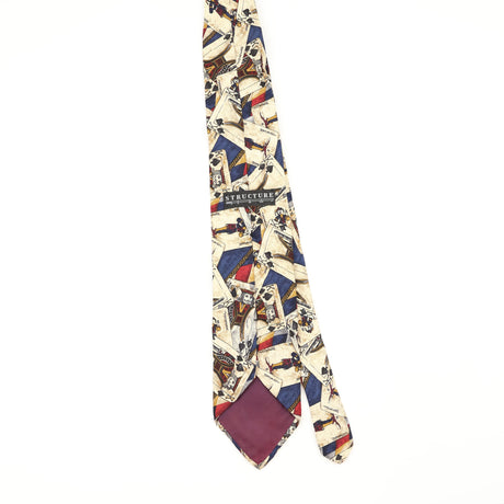 Back Back of Vintage 1990's Structure Playing Cards Geometric Patterned Tie