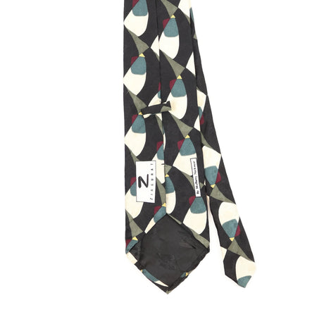 Back Back Detail of Vintage 1990's Mulberry Geometric Patterned Tie