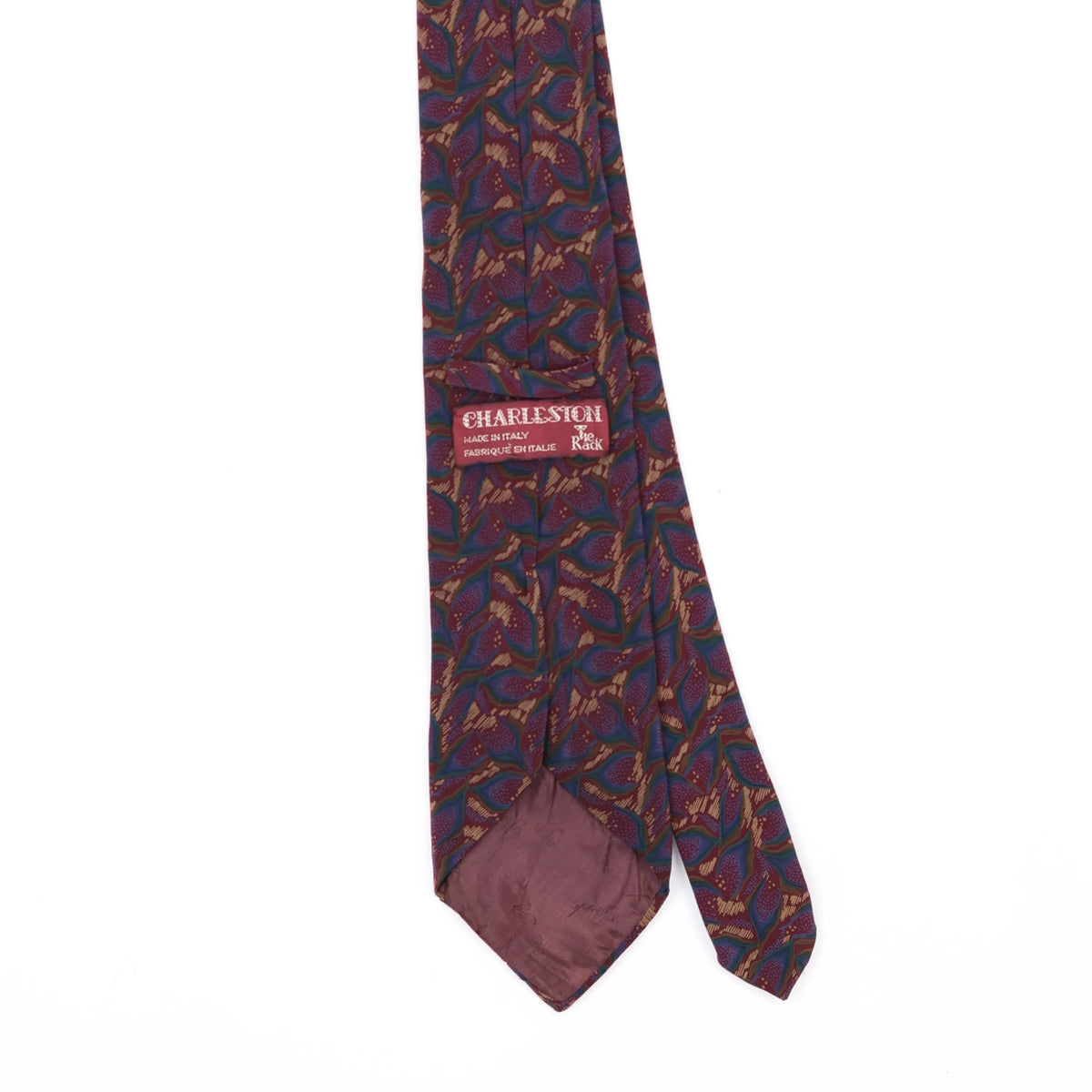 Back Back Detail of Vintage 1990's Tie Rack Charleston Abstract Patterned Tie