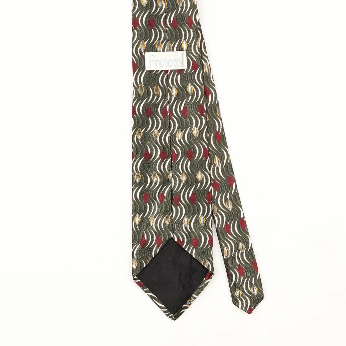 Back Back Detail of Vintage 1990's Waves Geometric Patterned Tie