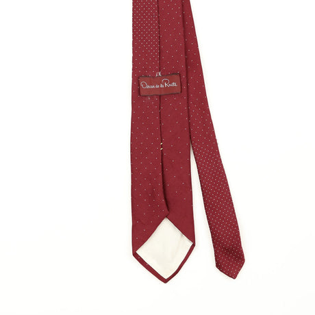 Back Back Detail of Vintage 1990's Oscar De La Renta Polka Dot Patterned Tie