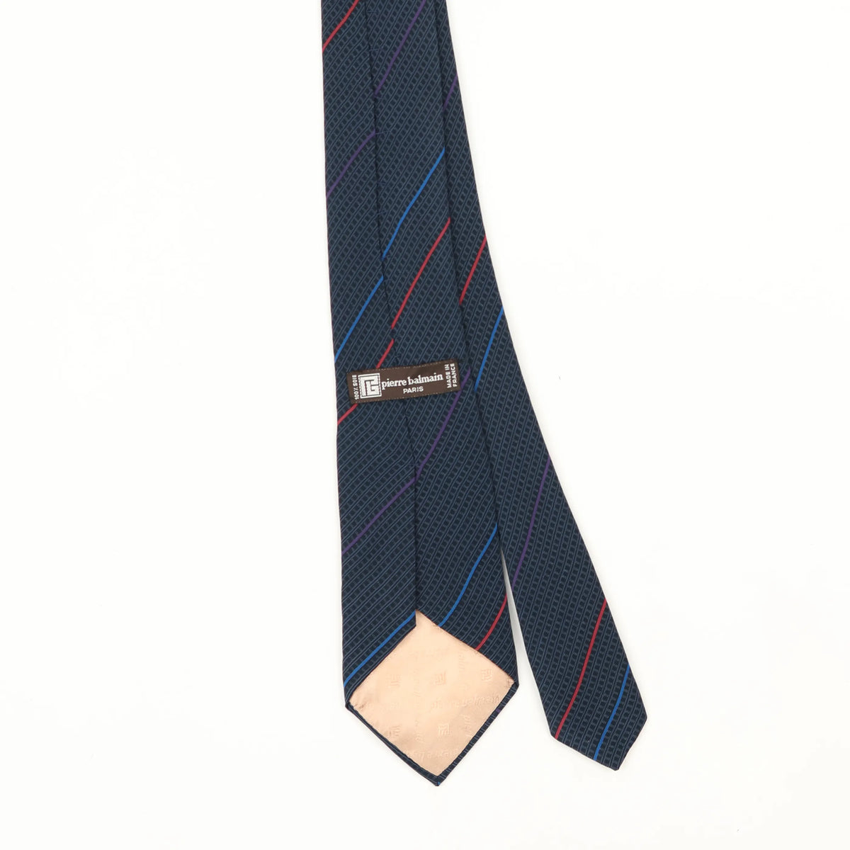 Back Back Detail of Vintage 1990's Pierre Balmain Striped Patterned Tie