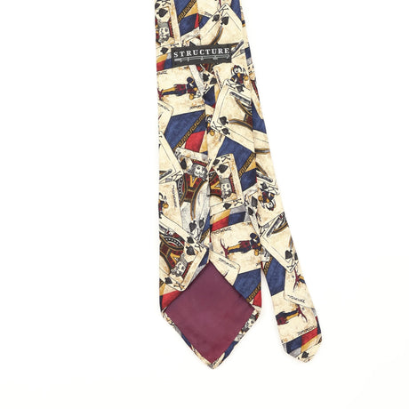 Back Back Detail of Vintage 1990's Structure Playing Cards Geometric Patterned Tie
