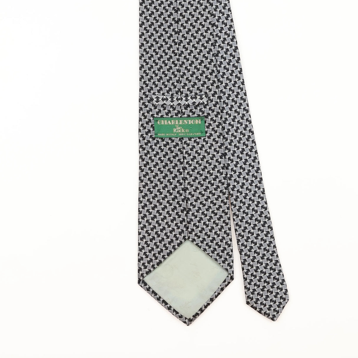 Back Detail of Vintage 1990's Tie Rack Charleston Geometric Patterned Tie
