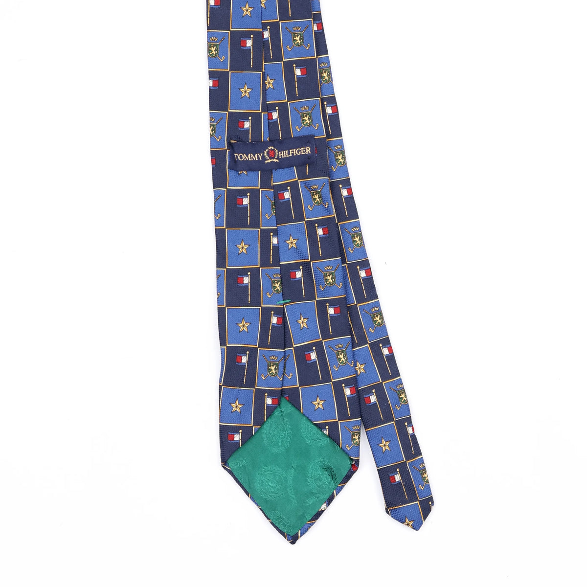 Back Back Detail of Vintage 1990's Tommy Hilfiger Flag Geometric Patterned Tie