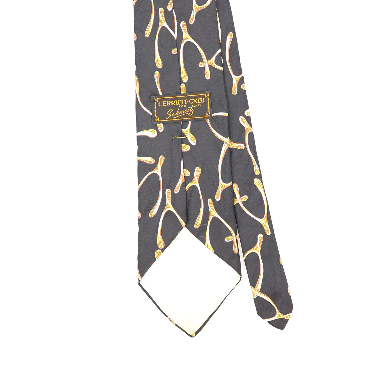 Back Back Detail of Vintage 1980's Cerruti 1881 Wishbones Geometric Patterned Tie
