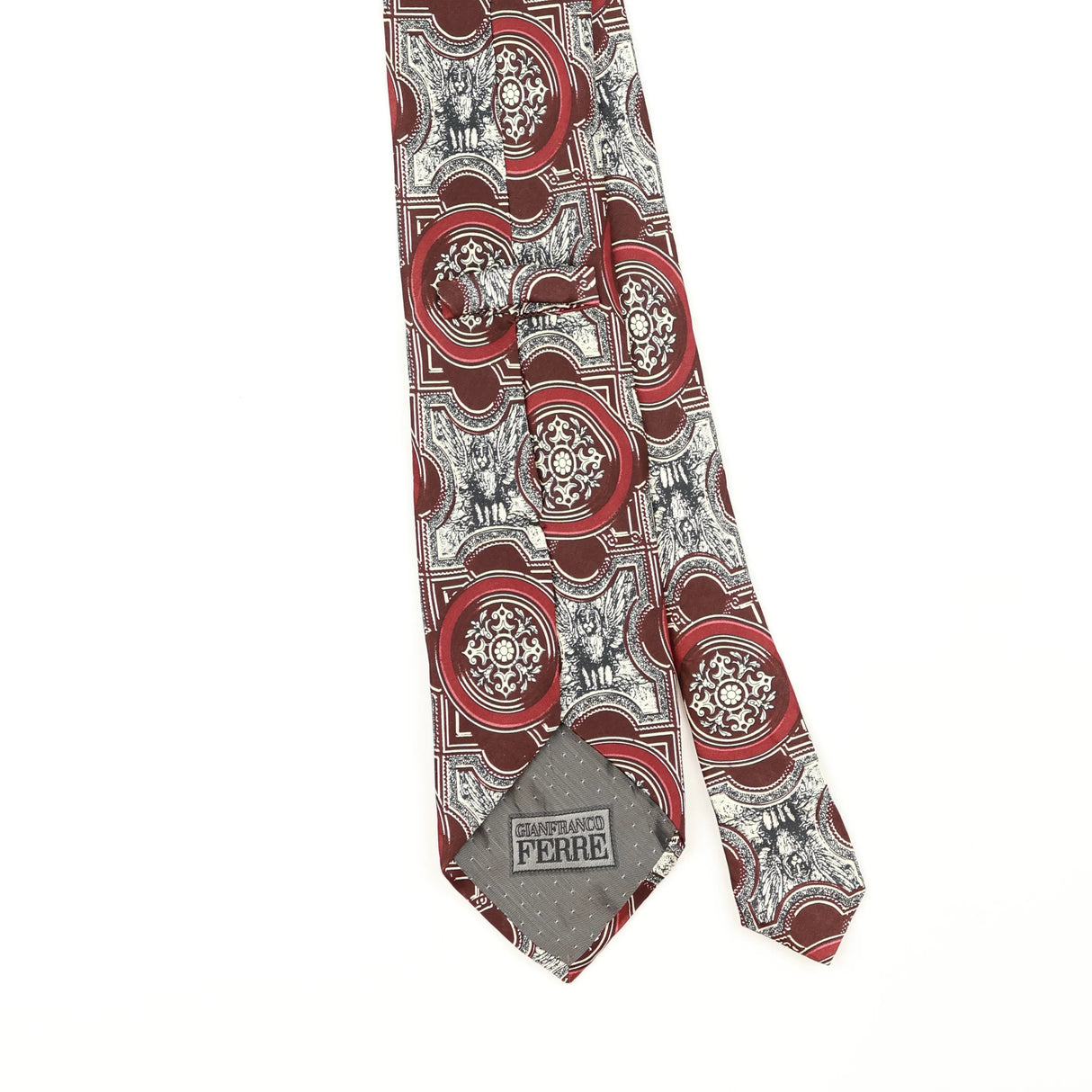 Back Back Detail of Vintage 1990's Gianfranco Ferré Geometric Patterned Tie