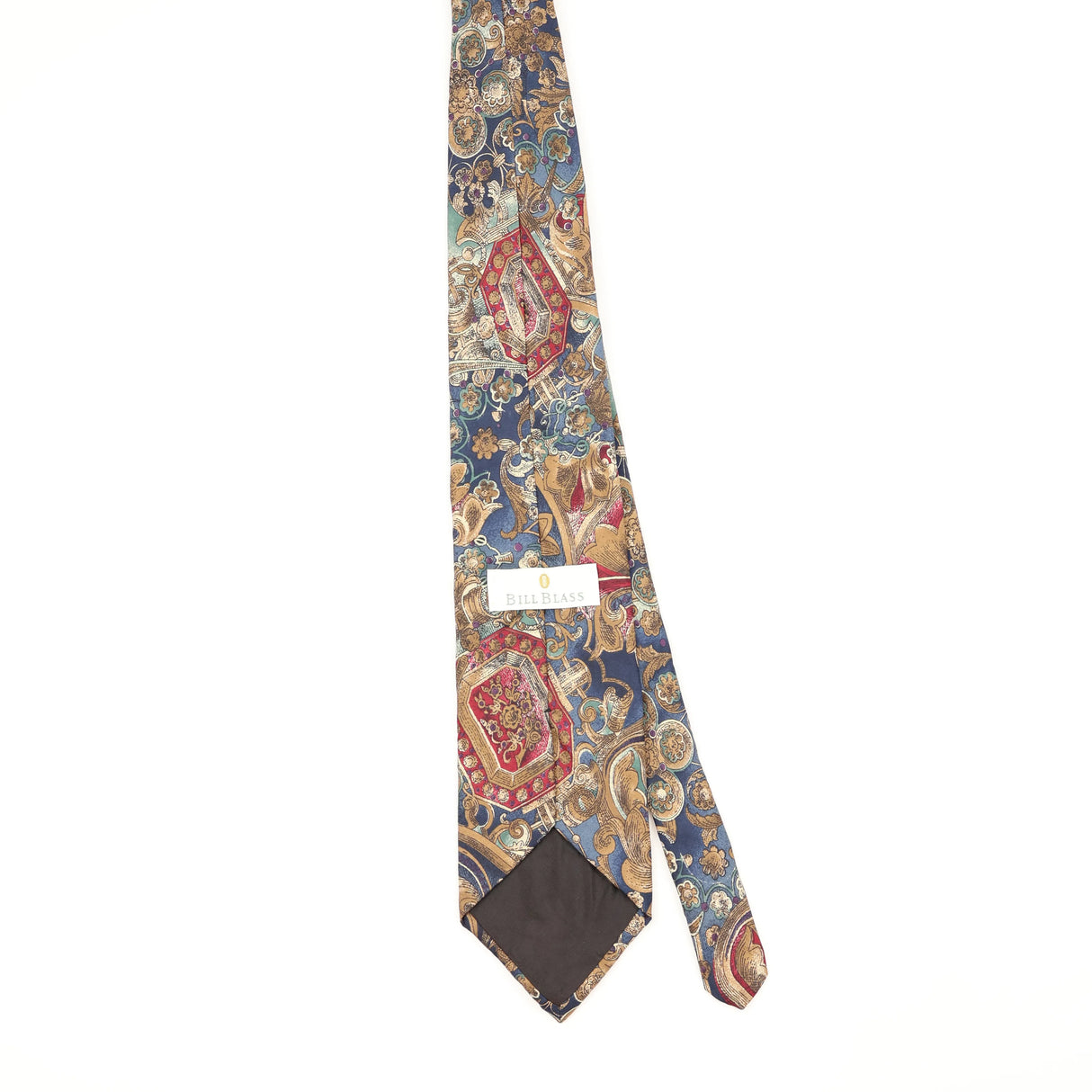 Back Back of Vintage 1990's Bill Blass Abstract Patterned Tie