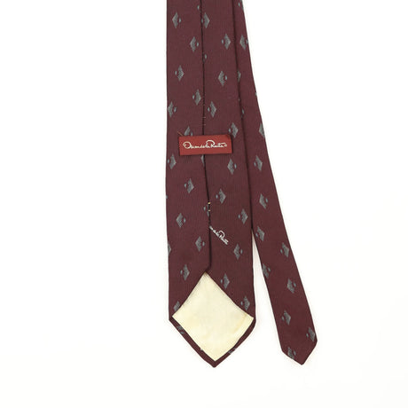 Back Back Detail of Vintage 1990's Oscar De La Renta Geometric Patterned Tie