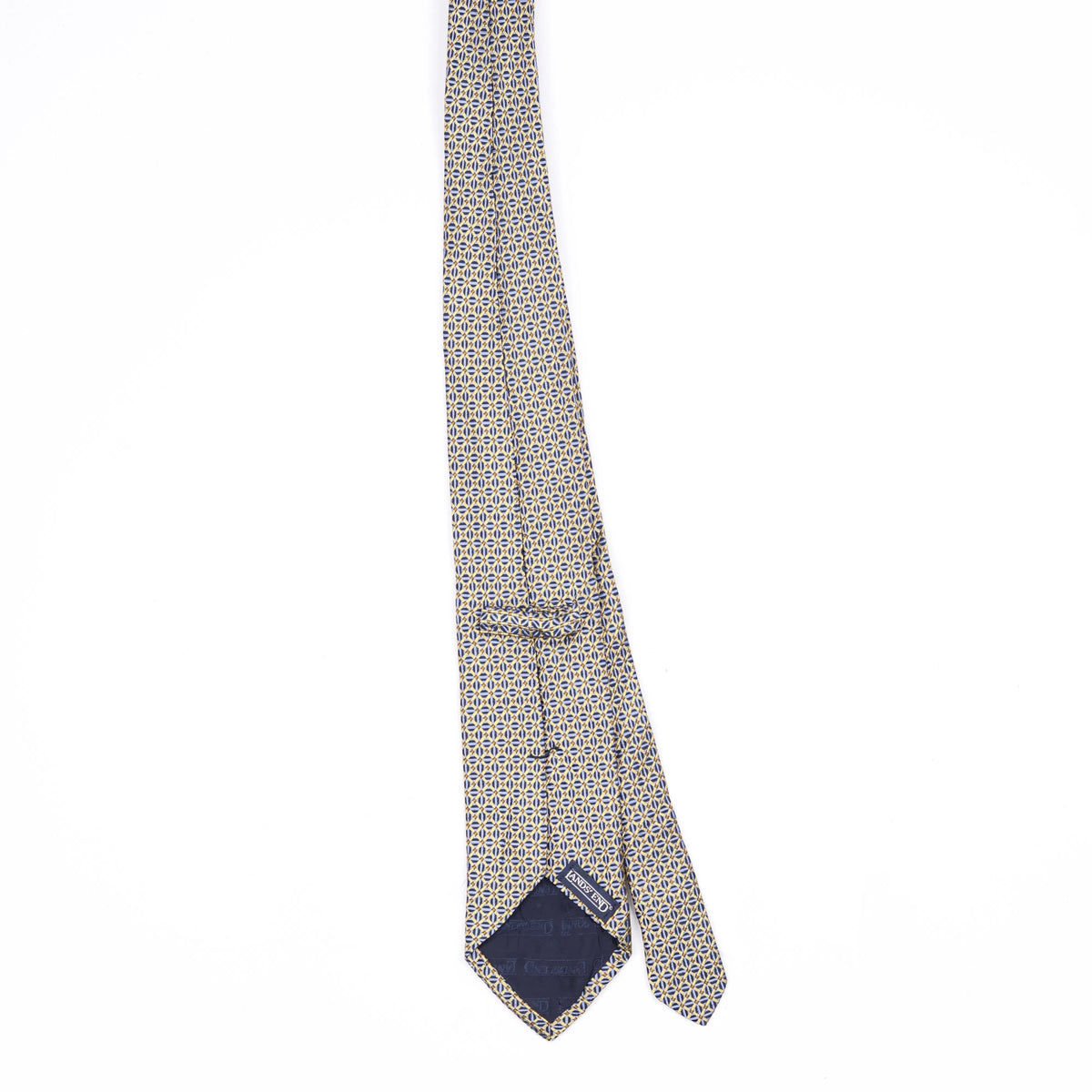 Back Back of Vintage 1990's Lands' End Geometric Patterned Tie