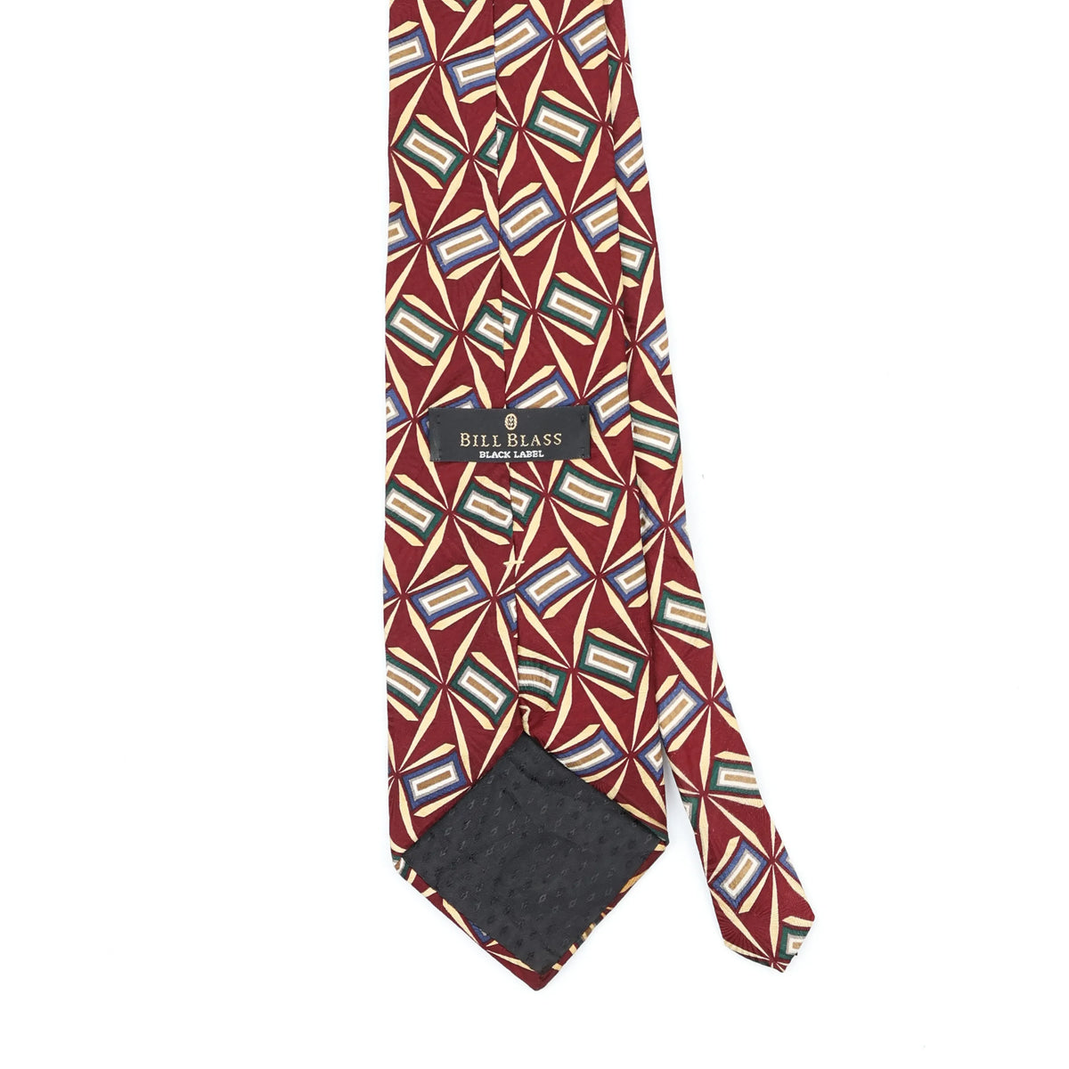 Back Back Detail of Vintage 1990's Bill Blass Geometric Patterned Tie