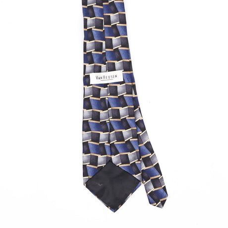 Back Back Detail of Vintage 1990's Van Heusen Geometric Patterned Tie
