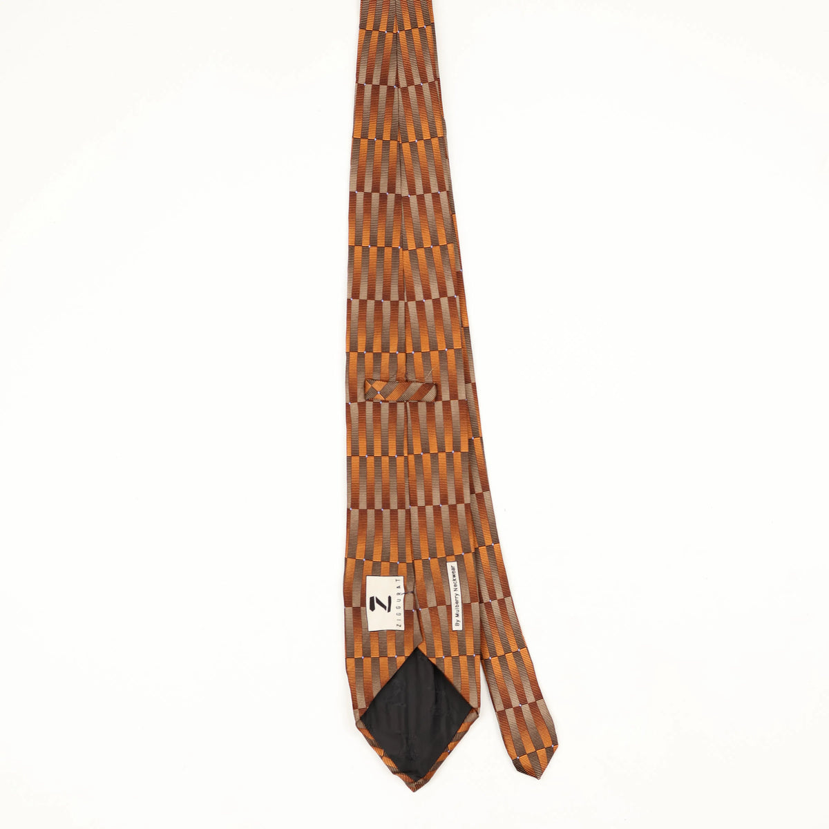 Back Back of Vintage 1990's Mulberry Geometric Patterned Tie