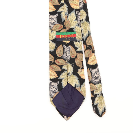 Back Detail of Vintage 1990's Max Raab Wolf Animal Print Patterned Tie