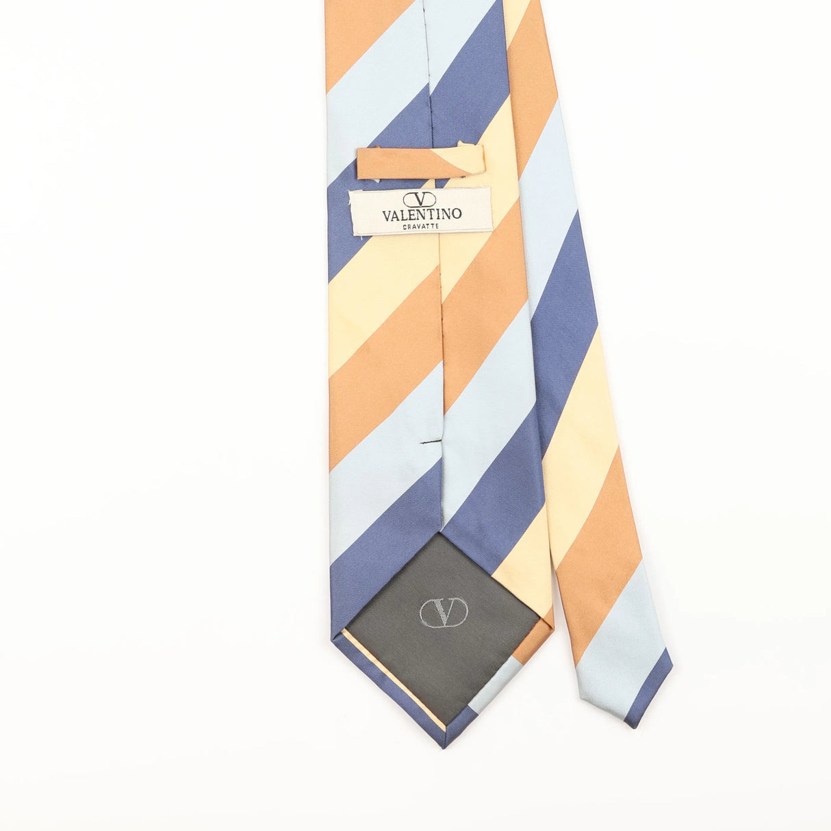 Back Detail of Vintage 1990's Valentino Striped Patterned Tie