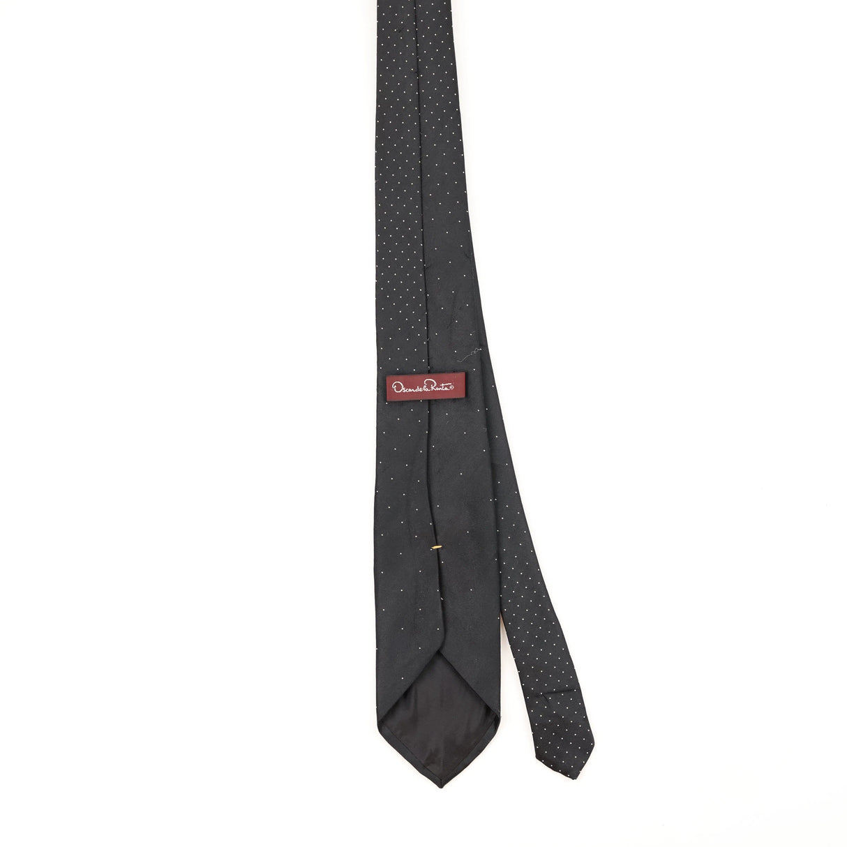 Back Back of Vintage 1990's Oscar De La Renta Polka Dot Patterned Tie