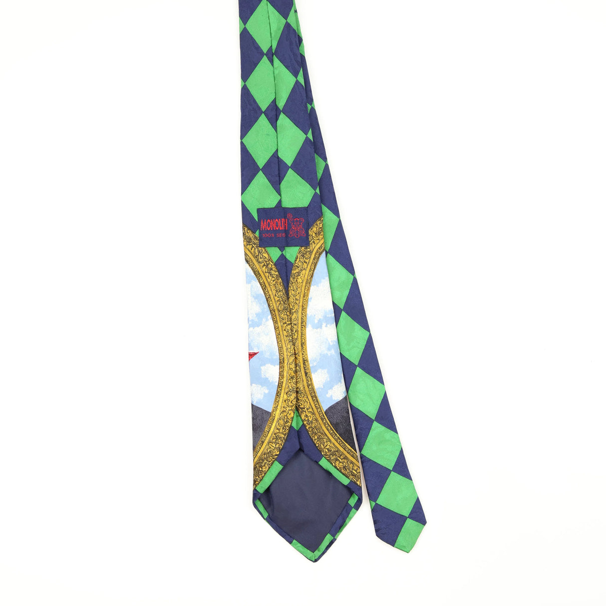 Back Back of Vintage 1990's René Magritte Geometric Patterned Tie