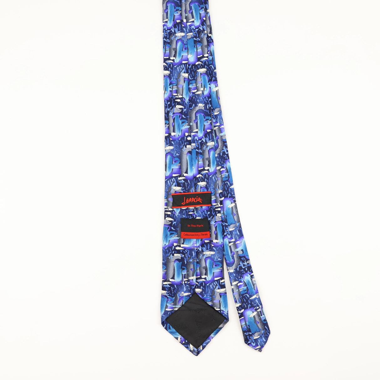 Back of Vintage Jerry Garcia Abstract Patterned Tie