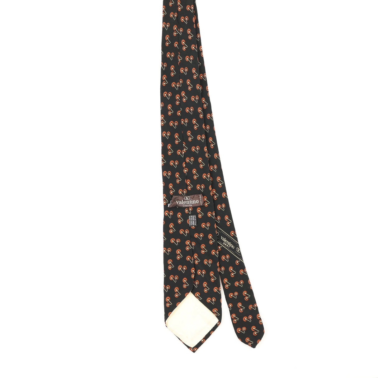 Back Back of Vintage 1990's Valentino Cherries Geometric Patterned Tie